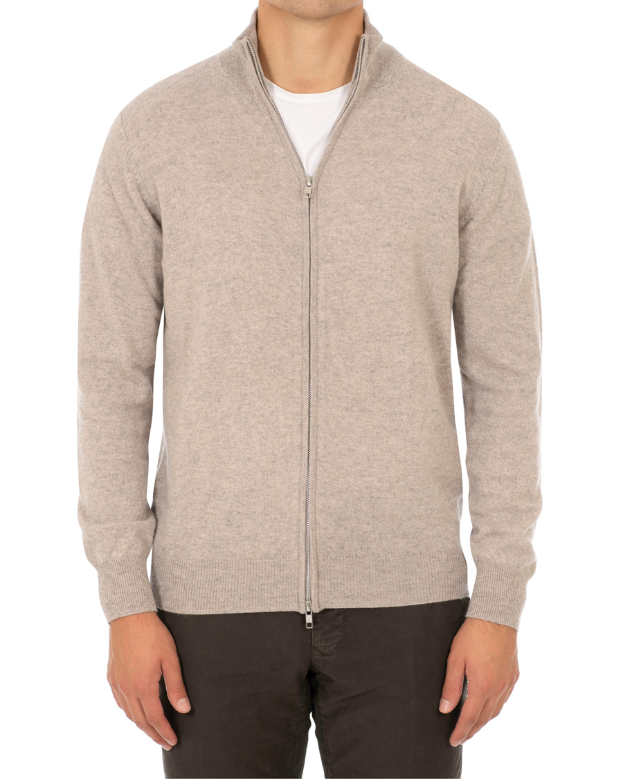 Hombres | Jerséis y prendas de punto | Soft Goat | Cashmere Full-zip Light Taupe