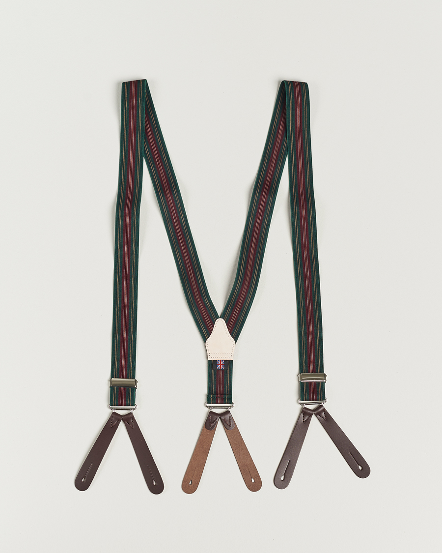 Hombres | Albert Thurston Flat End Army Braces 35mm Green | Albert Thurston | Flat End Army Braces 35mm Green