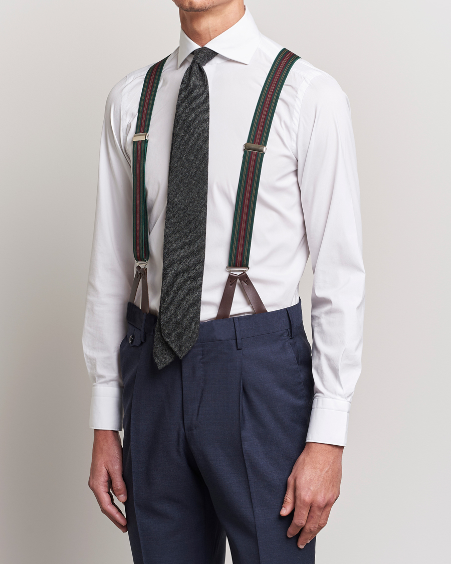 Hombres | Albert Thurston Flat End Army Braces 35mm Green | Albert Thurston | Flat End Army Braces 35mm Green