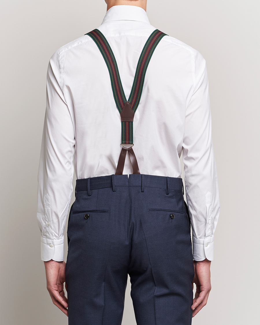 Hombres | Albert Thurston Flat End Army Braces 35mm Green | Albert Thurston | Flat End Army Braces 35mm Green