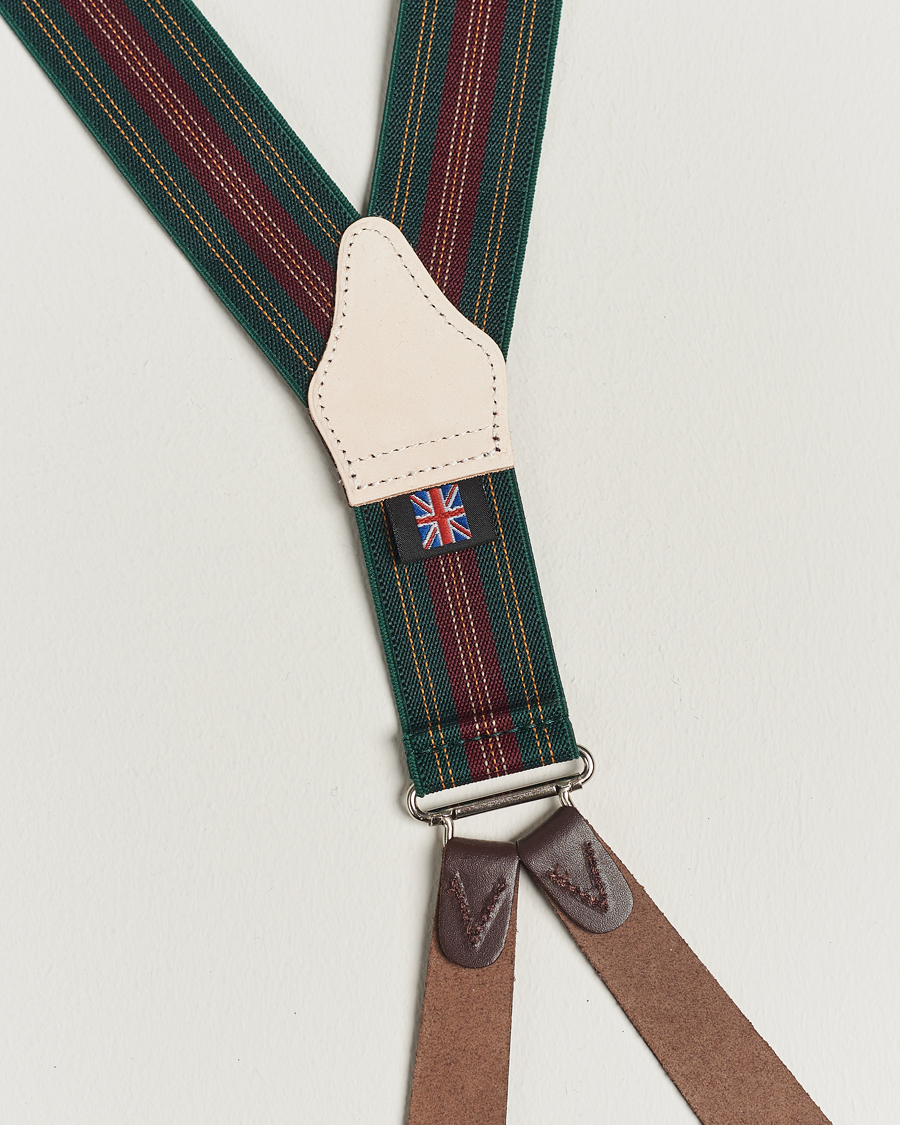 Hombres | Albert Thurston Flat End Army Braces 35mm Green | Albert Thurston | Flat End Army Braces 35mm Green