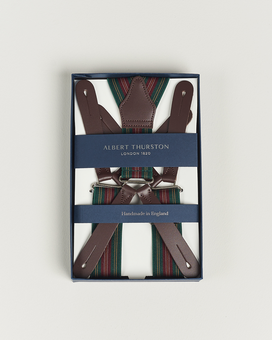 Hombres | Albert Thurston Flat End Army Braces 35mm Green | Albert Thurston | Flat End Army Braces 35mm Green