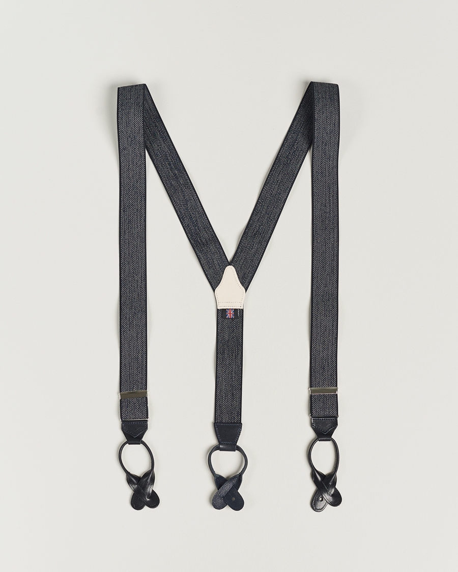 Hombres | Tirantes | Albert Thurston | Elastic Herringbone Braces 35mm Blue