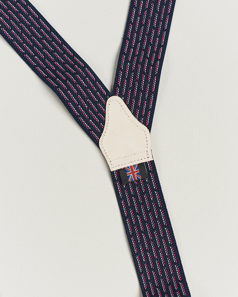 Hombres | Albert Thurston Elastic Dot Braces 35mm Blue | Albert Thurston | Elastic Dot Braces 35mm Blue
