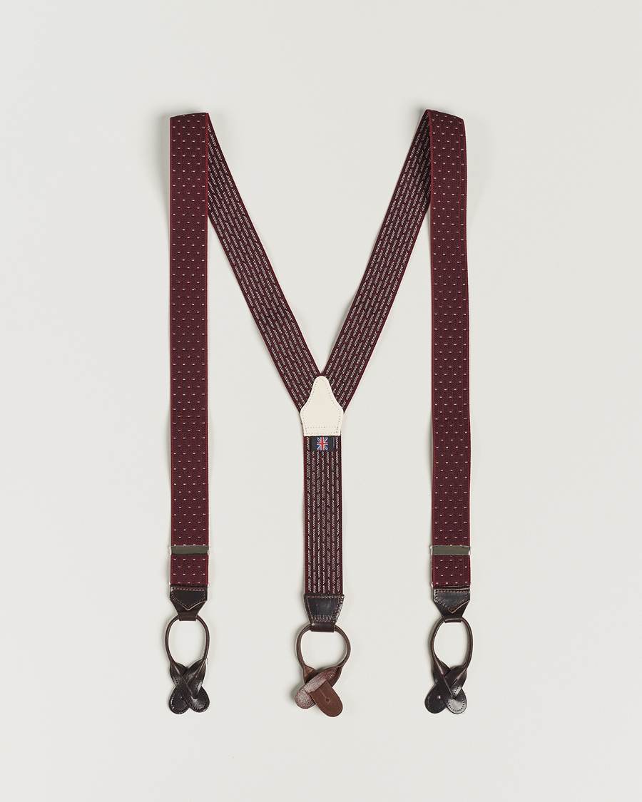 Hombres | Albert Thurston Elastic Dot Braces 35mm Wine | Albert Thurston | Elastic Dot Braces 35mm Wine