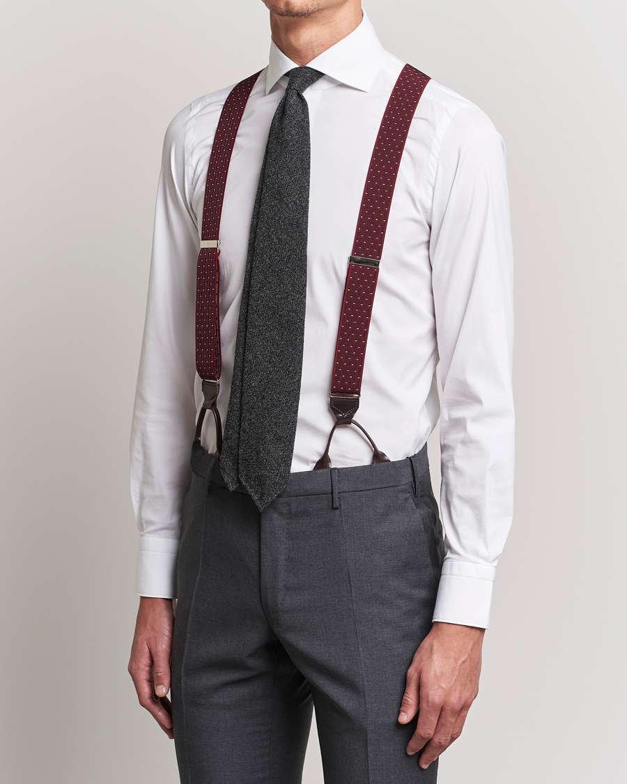 Hombres | Albert Thurston Elastic Dot Braces 35mm Wine | Albert Thurston | Elastic Dot Braces 35mm Wine