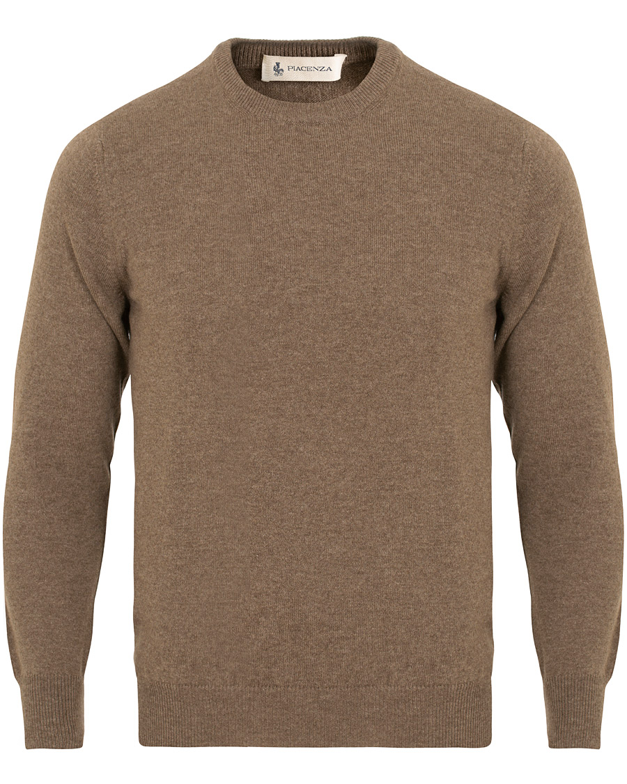 Hombres | Jerséis y prendas de punto | Piacenza Cashmere | Cashmere Crew Neck Sweater Brown