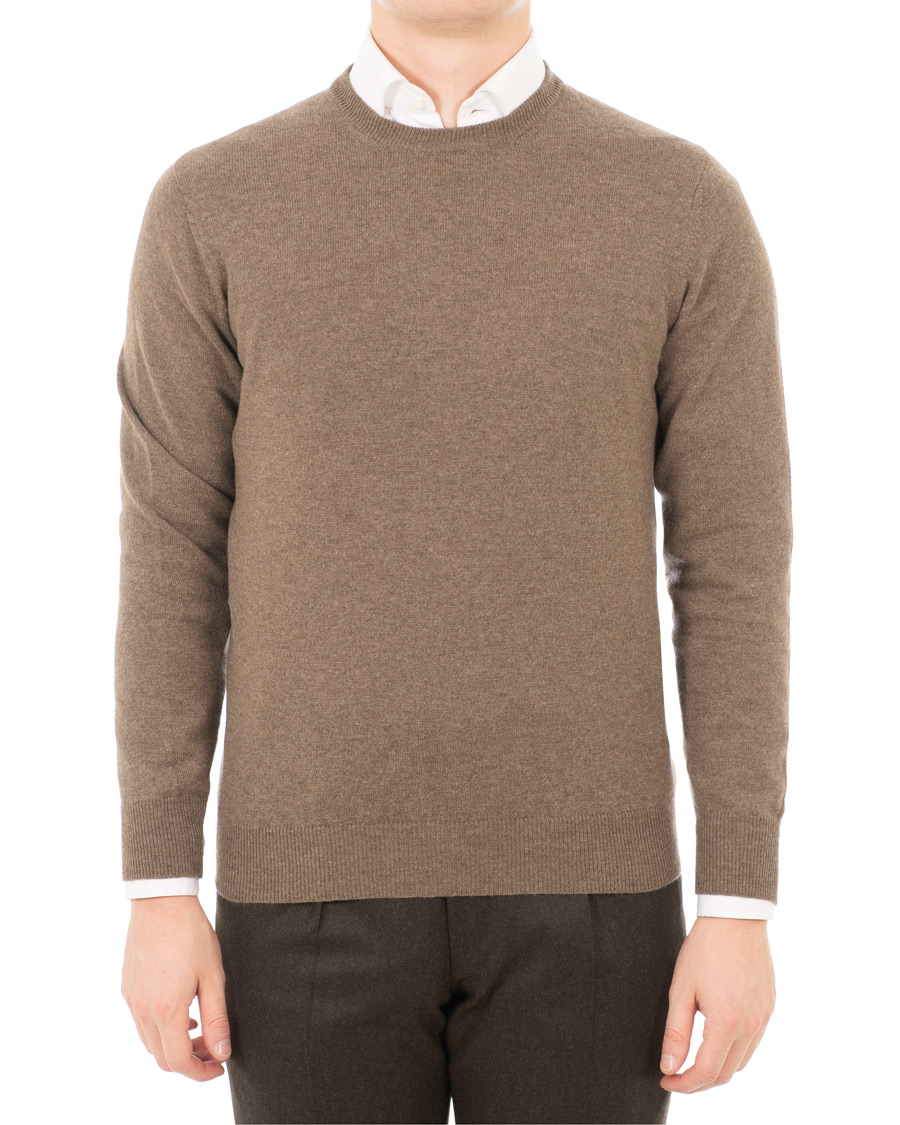 Hombres | Jerséis y prendas de punto | Piacenza Cashmere | Cashmere Crew Neck Sweater Brown