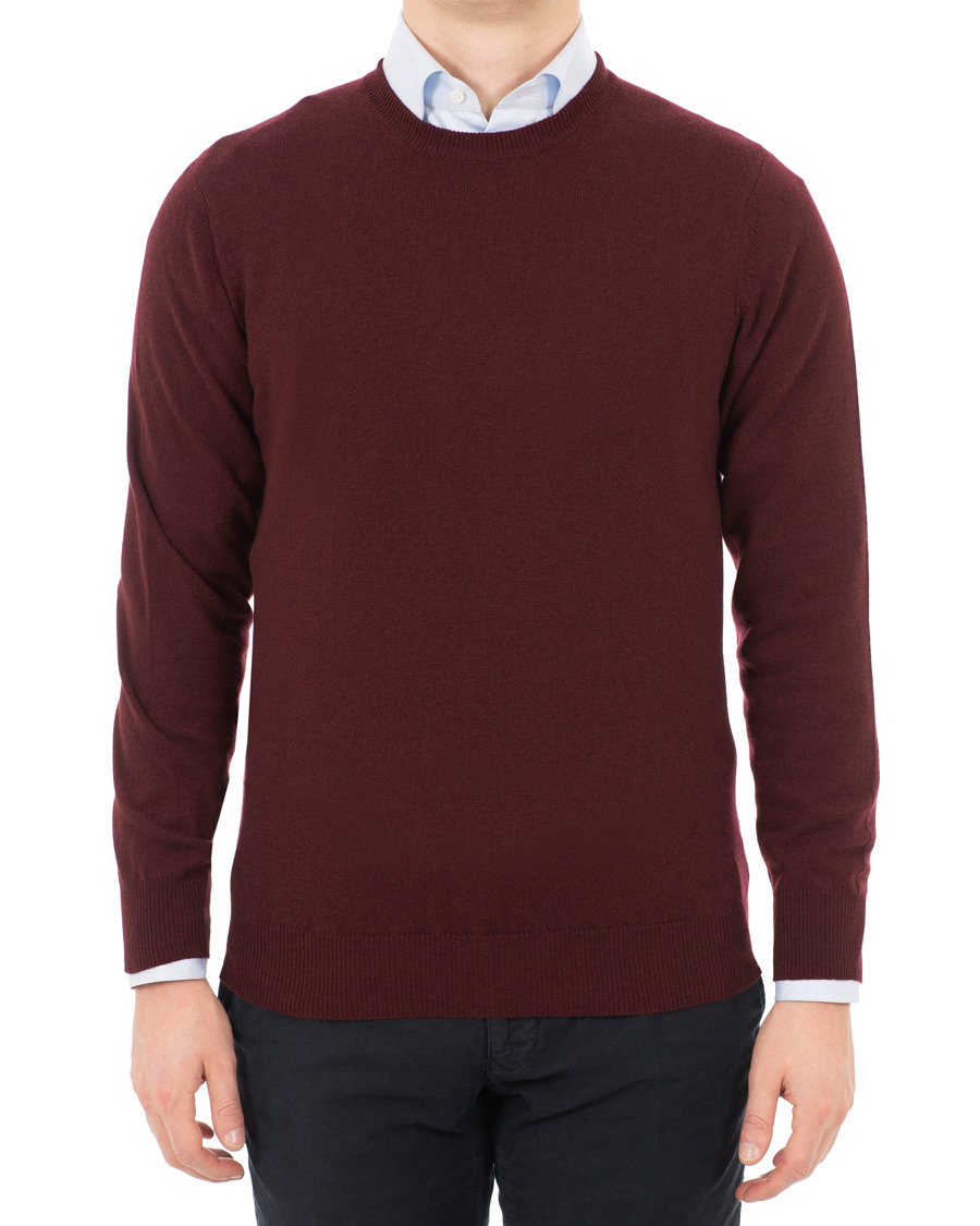 Hombres | Jerséis y prendas de punto | Piacenza Cashmere | Cashmere Crew Neck Sweater Burgundy