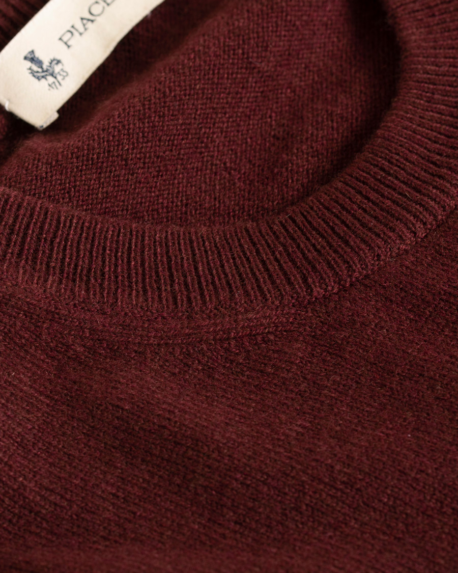 Hombres | Jerséis y prendas de punto | Piacenza Cashmere | Cashmere Crew Neck Sweater Burgundy