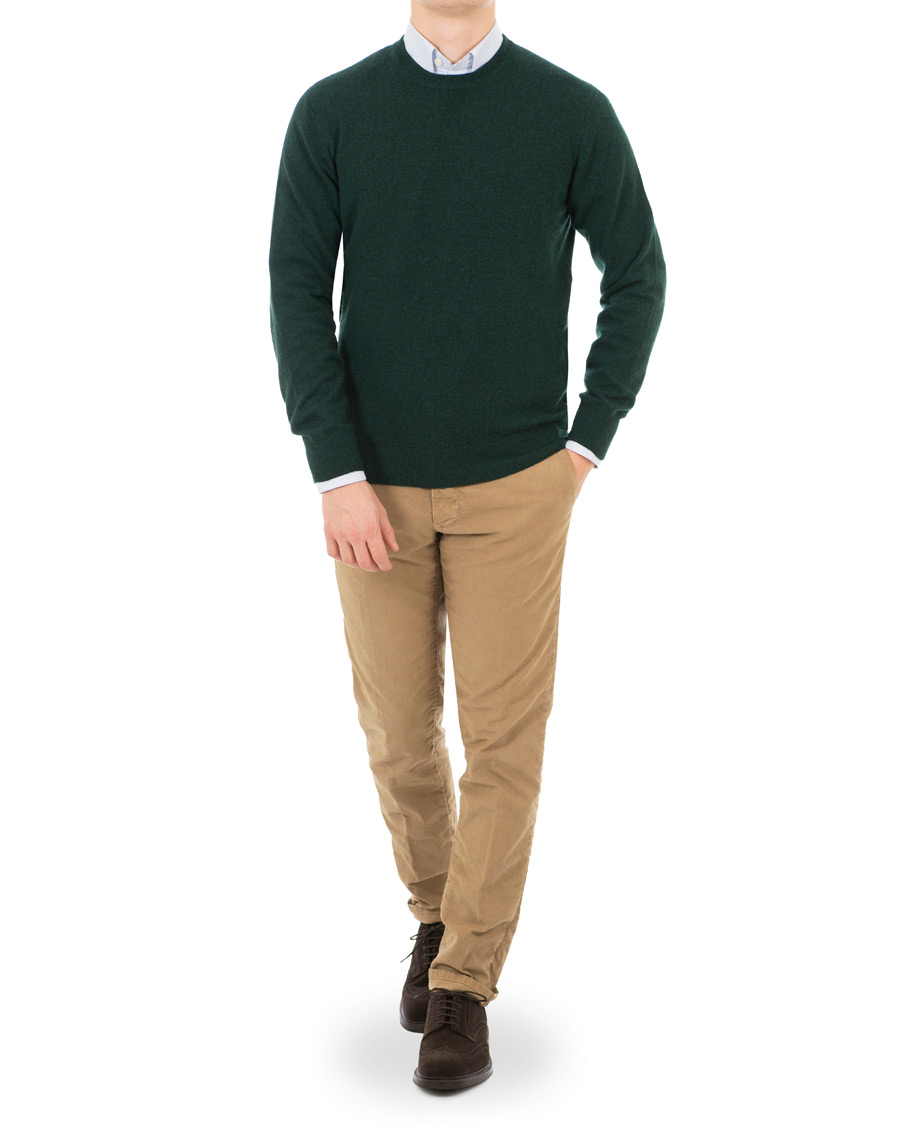Hombres | Jerséis y prendas de punto | Piacenza Cashmere | Cashmere Crew Neck Sweater Racing Green