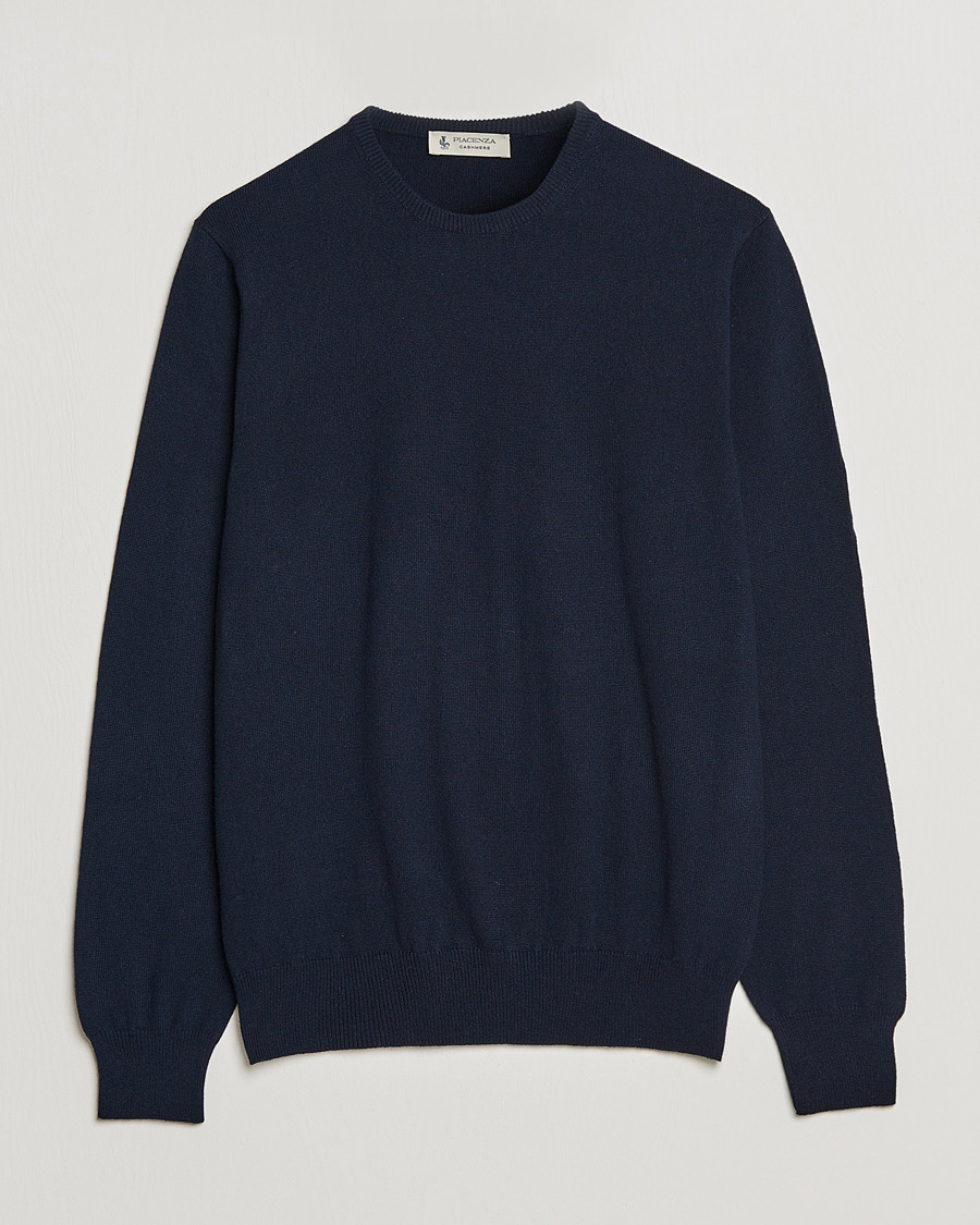 Hombres | Jerséis y prendas de punto | Piacenza Cashmere | Cashmere Crew Neck Sweater Navy
