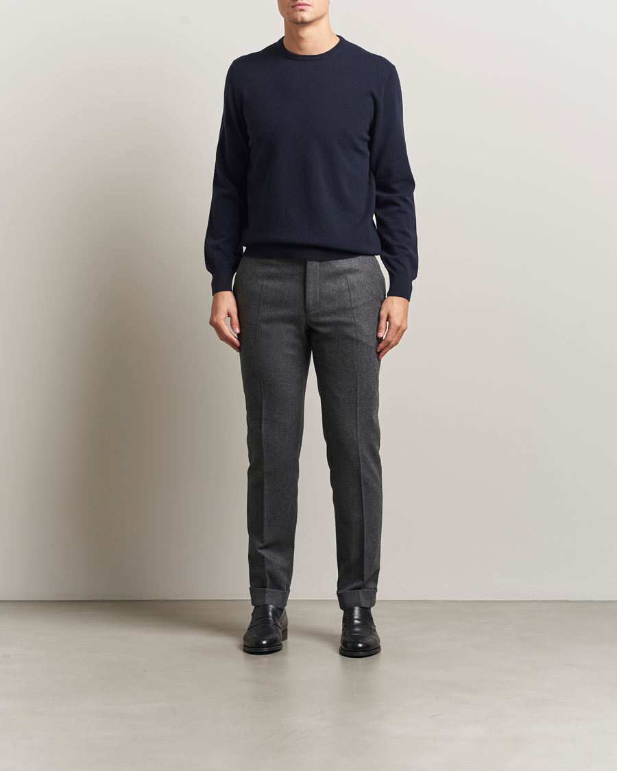 Hombres | Jerséis y prendas de punto | Piacenza Cashmere | Cashmere Crew Neck Sweater Navy