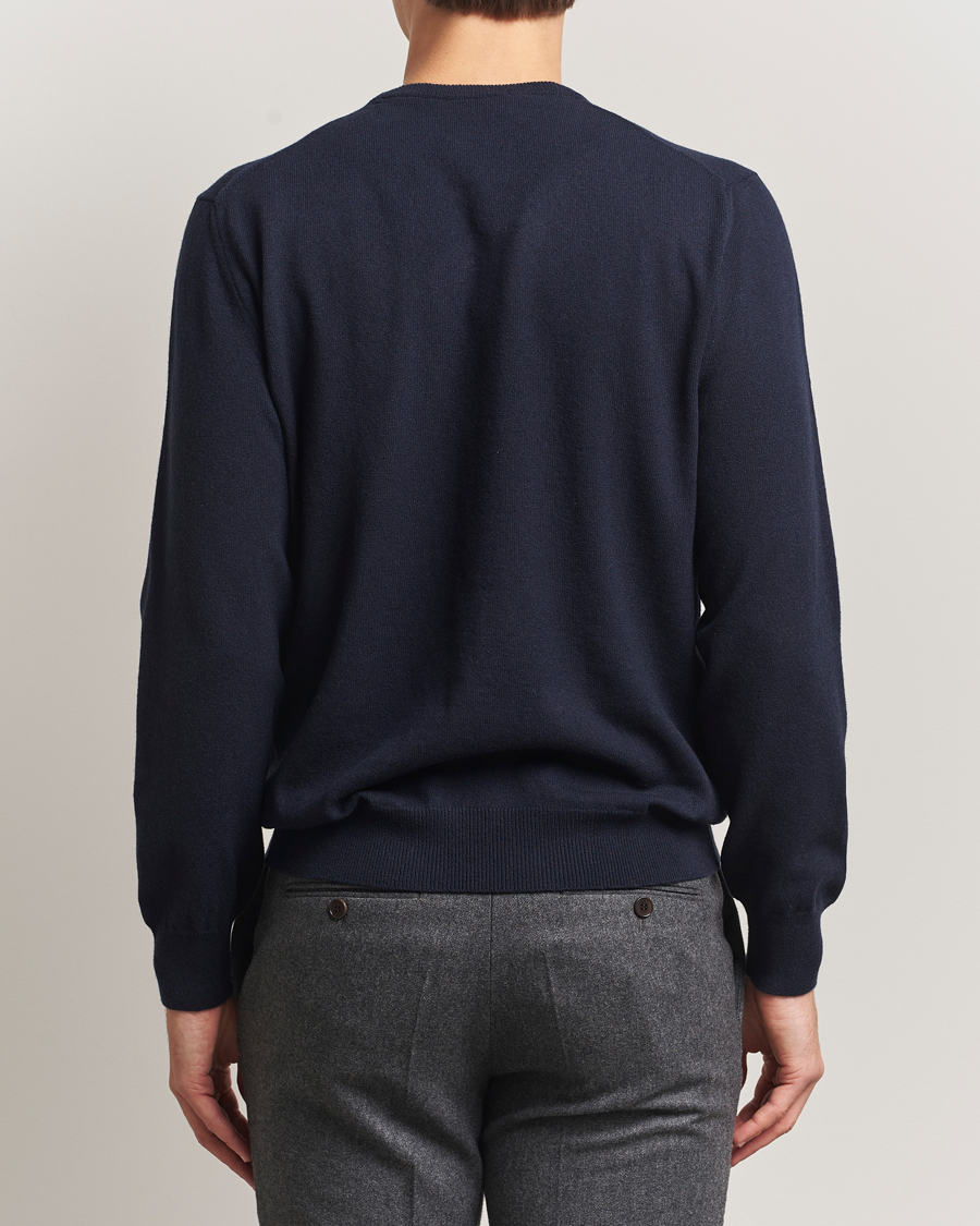 Hombres | Jerséis y prendas de punto | Piacenza Cashmere | Cashmere Crew Neck Sweater Navy