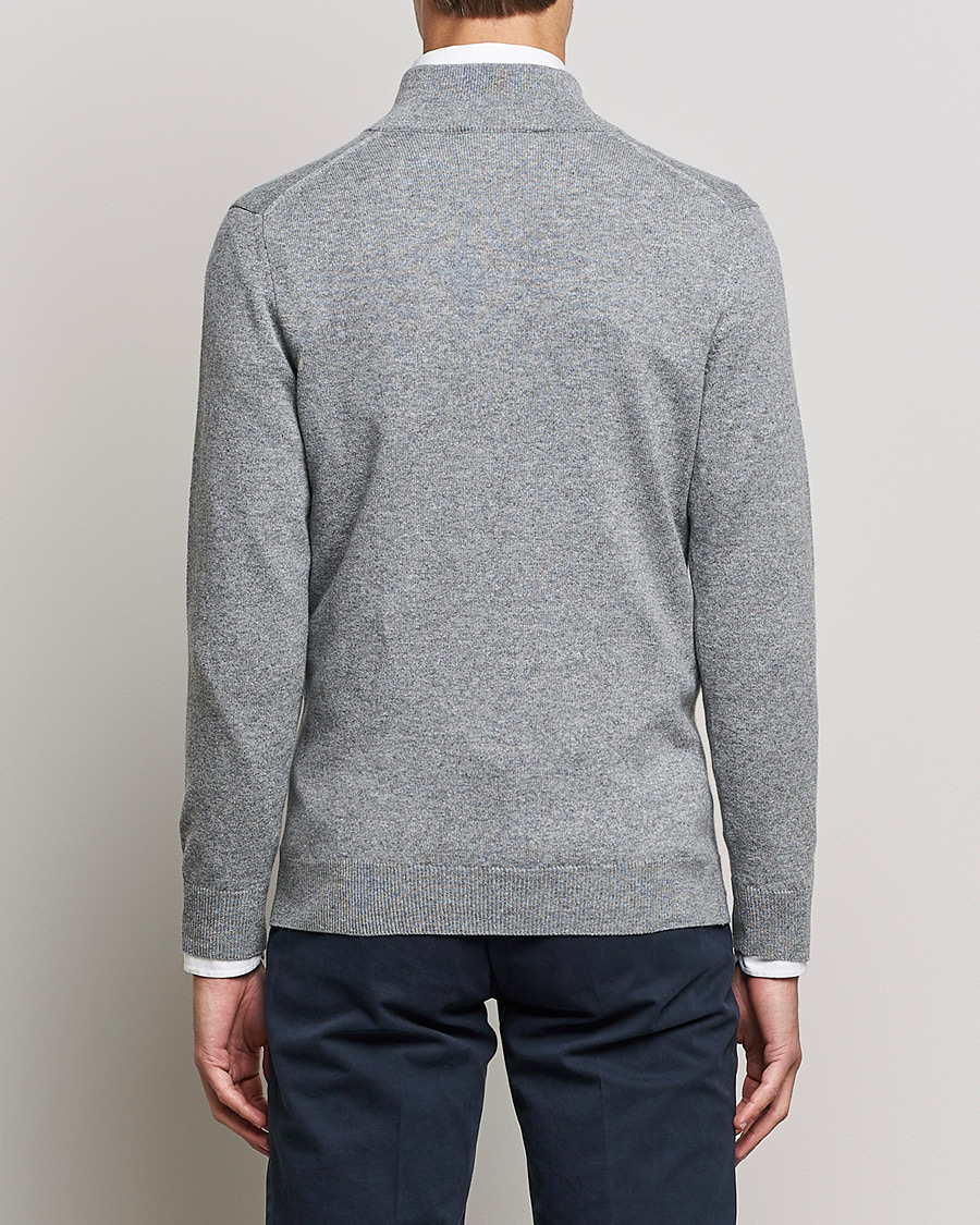 Hombres | Jerséis y prendas de punto | Piacenza Cashmere | Cashmere Half Zip Sweater Light Grey