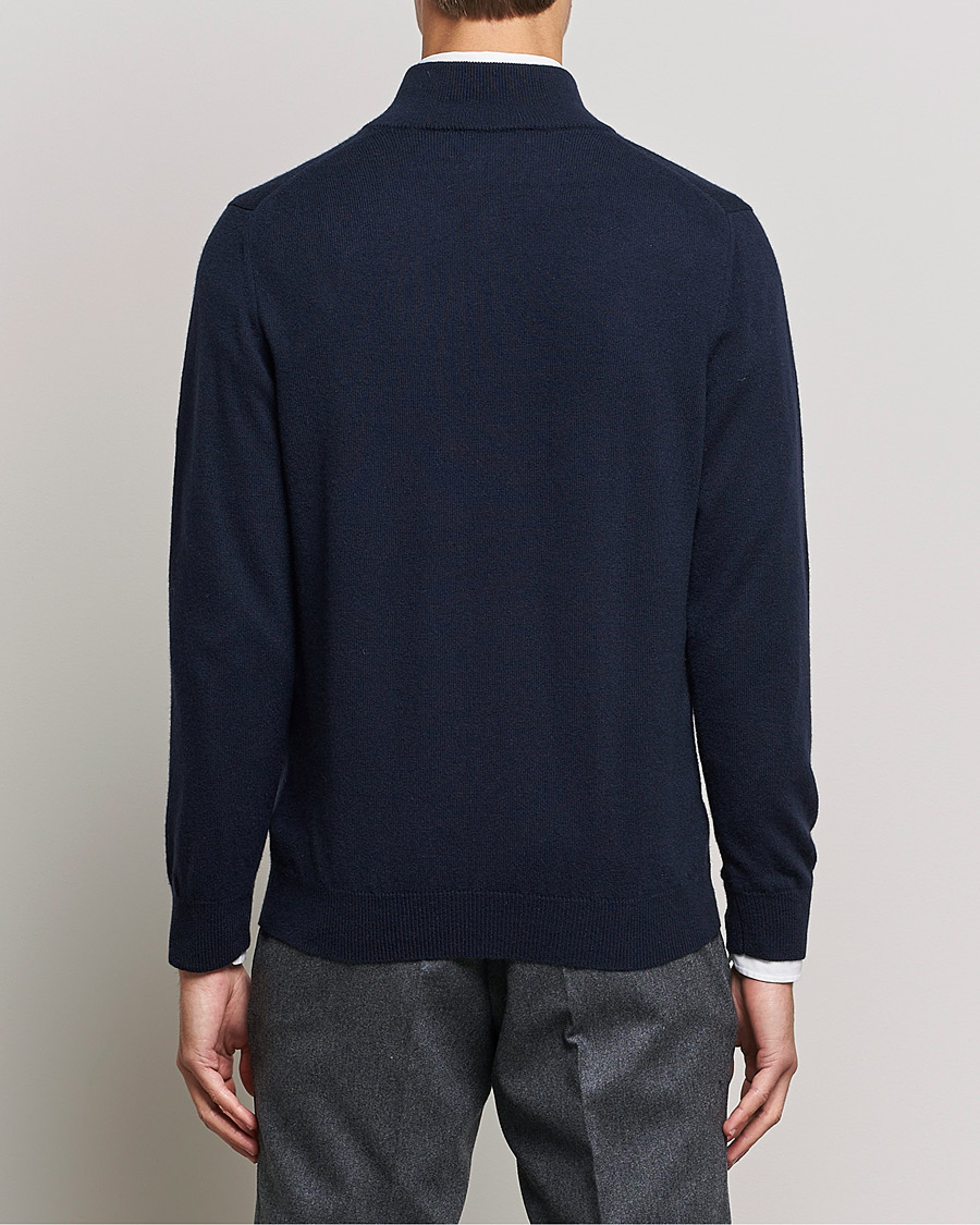 Hombres | Jerséis y prendas de punto | Piacenza Cashmere | Cashmere Half Zip Sweater Navy