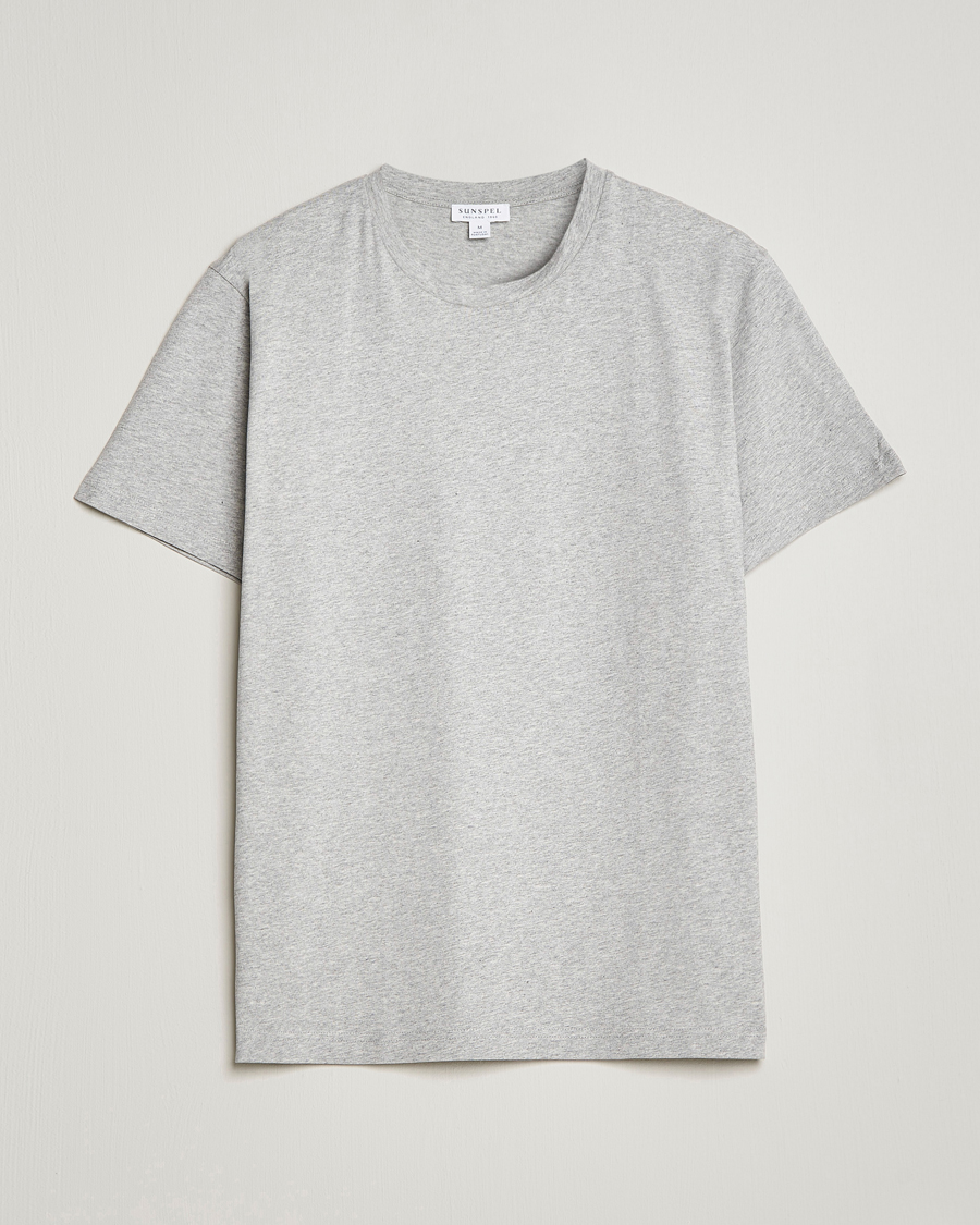 Hombres | Camisetas | Sunspel | Riviera Midweight T-Shirt Grey Melange