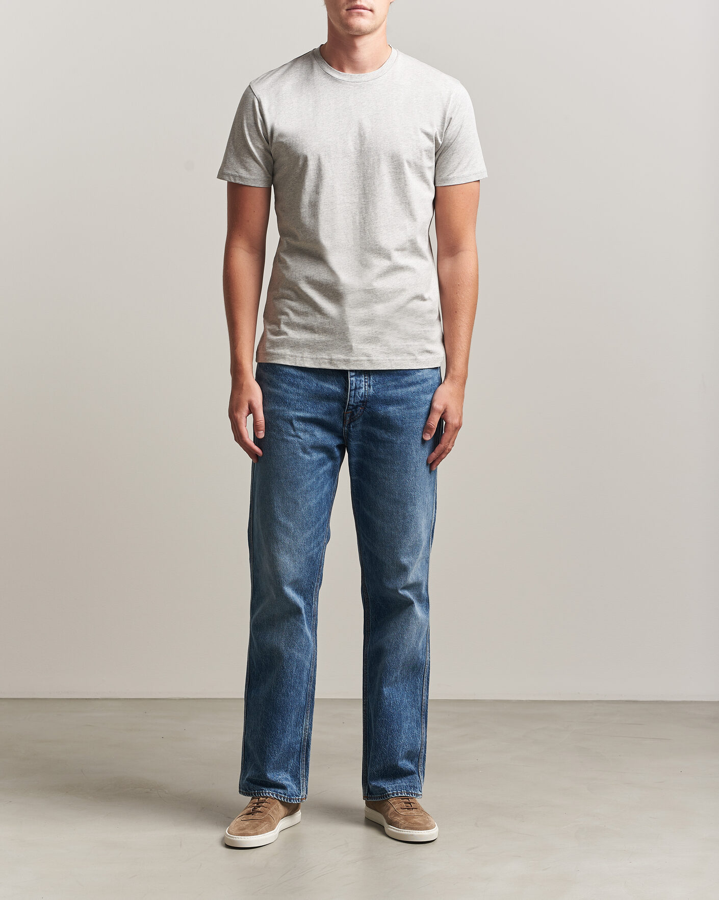 Hombres | Camisetas | Sunspel | Riviera Midweight T-Shirt Grey Melange