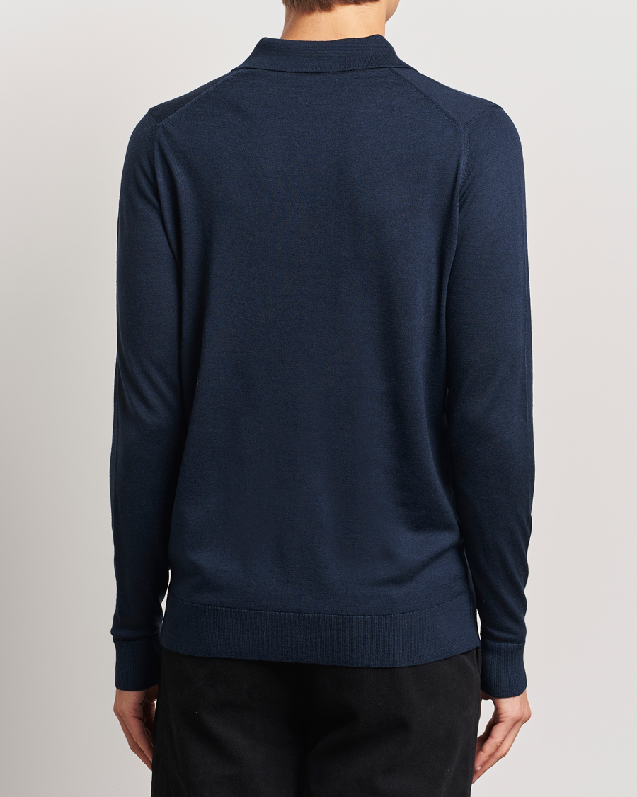 Hombres | Jerséis y prendas de punto | Sunspel | Long Sleeve Polo Navy