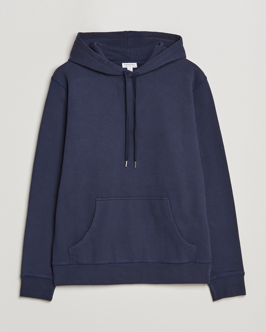Hombres | Jerséis y prendas de punto | Sunspel | Loopback Hoodie Navy