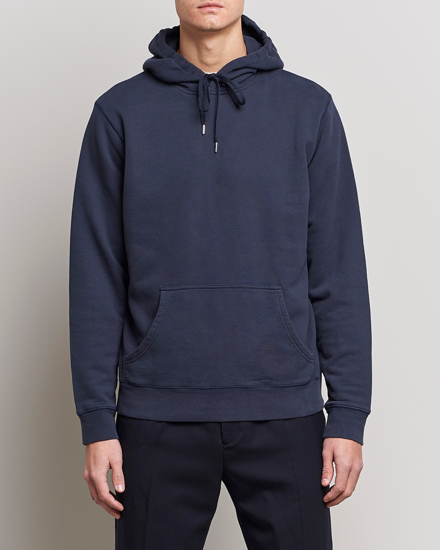 Hombres | Jerséis y prendas de punto | Sunspel | Loopback Hoodie Navy