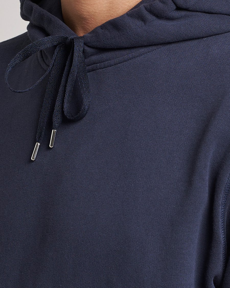 Hombres | Jerséis y prendas de punto | Sunspel | Loopback Hoodie Navy