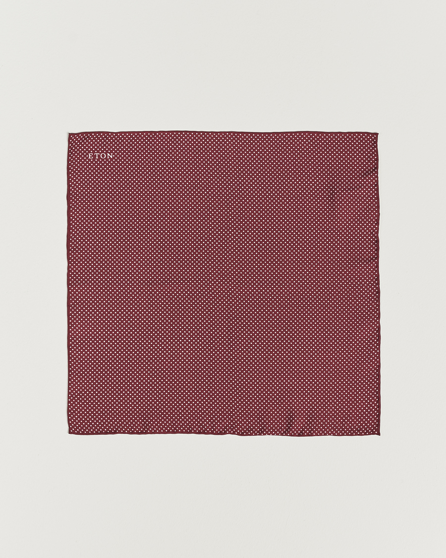 Hombres | Pañuelos de bolsillo | Eton | Silk Polka Dot Pocket Square Wine