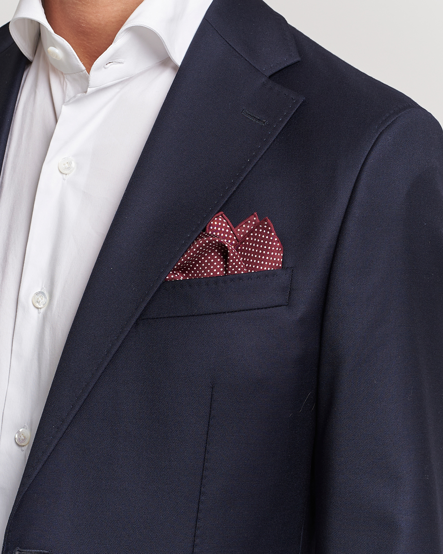 Hombres | Pañuelos de bolsillo | Eton | Silk Polka Dot Pocket Square Wine