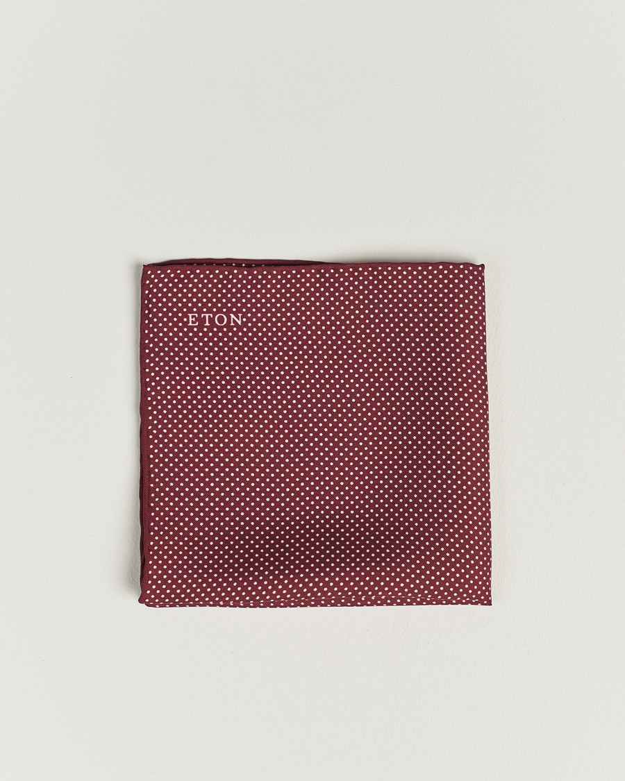 Hombres | Pañuelos de bolsillo | Eton | Silk Polka Dot Pocket Square Wine