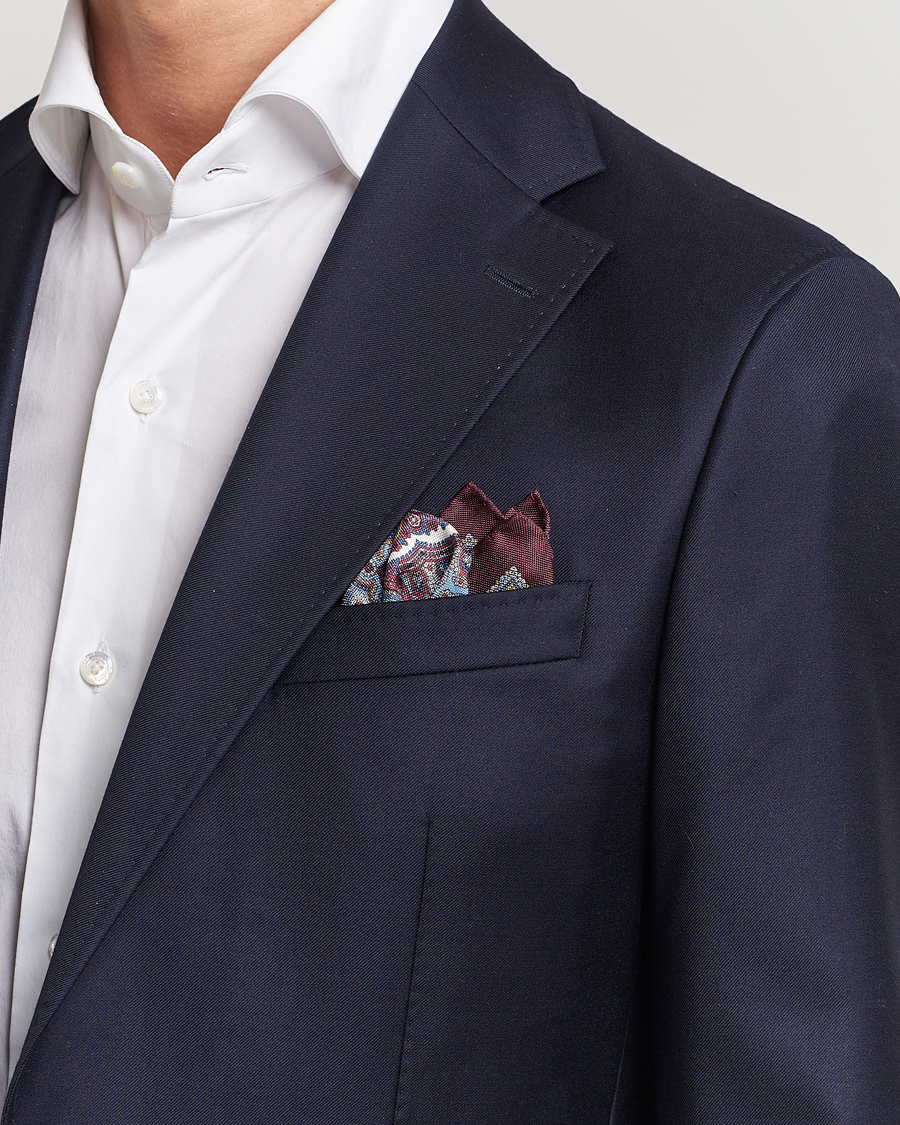Hombres | Business & Beyond | Eton | Silk Paisley Print Pocket Square Red