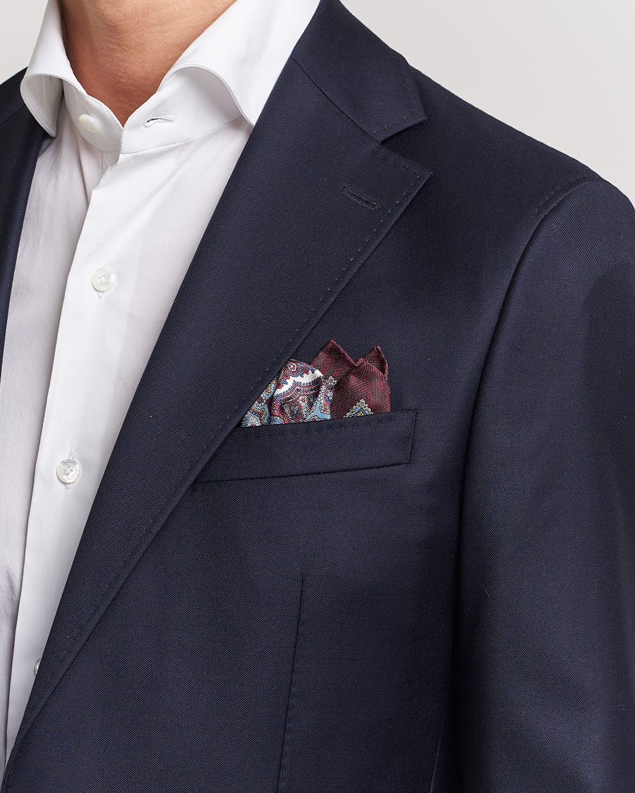 Hombres | Pañuelos de bolsillo | Eton | Silk Paisley Print Pocket Square Red
