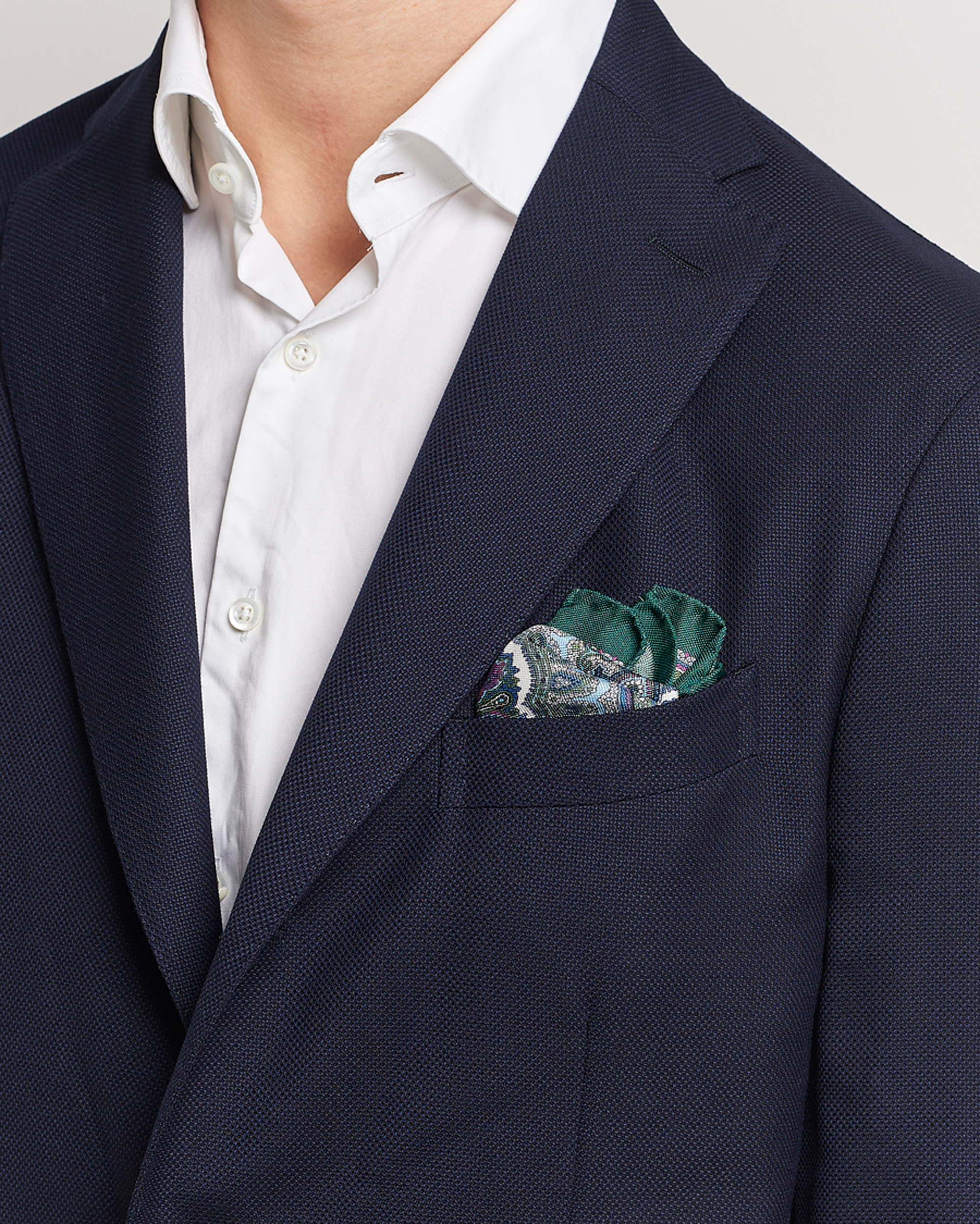 Hombres | Pañuelos de bolsillo | Eton | Silk Paisley Print Pocket Square Green