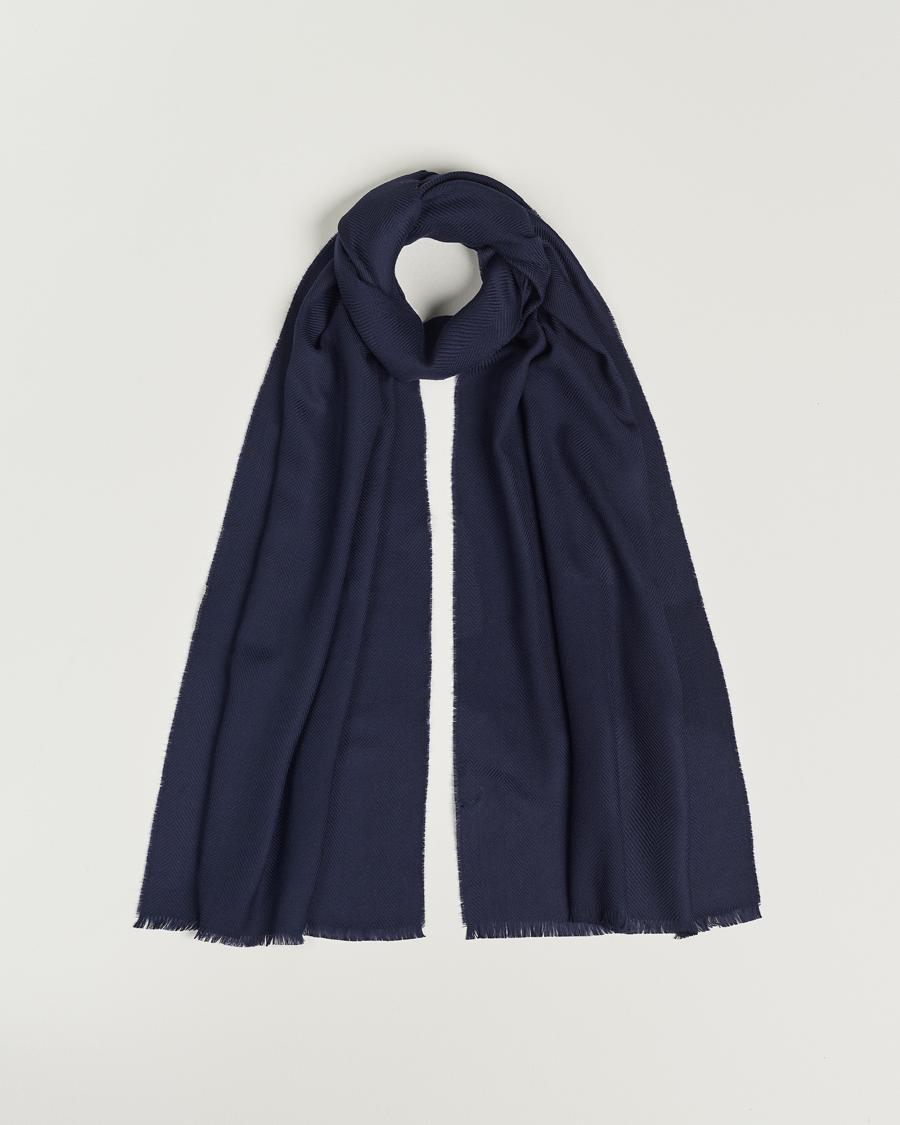 Hombres | Eton Merino Wool Herringbone Scarf Navy | Eton | Merino Wool Herringbone Scarf Navy