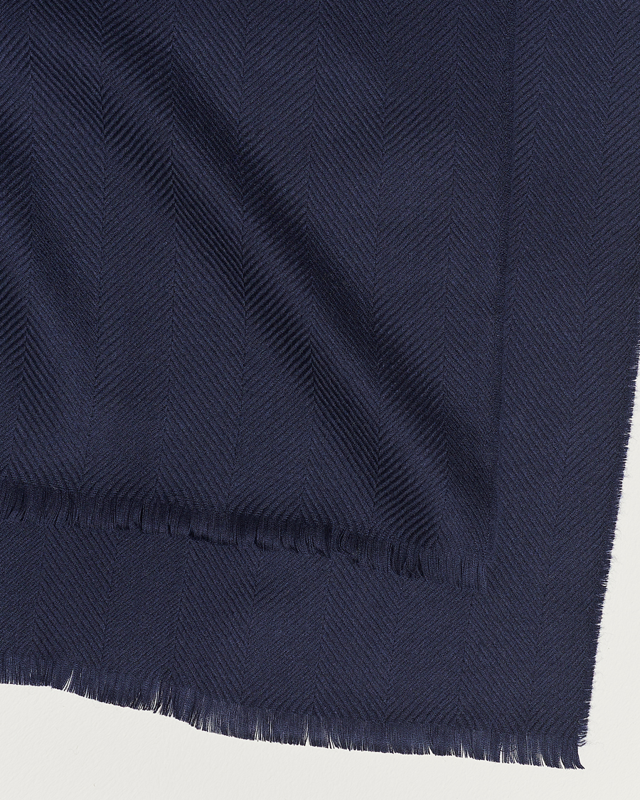 Hombres | Eton Merino Wool Herringbone Scarf Navy | Eton | Merino Wool Herringbone Scarf Navy