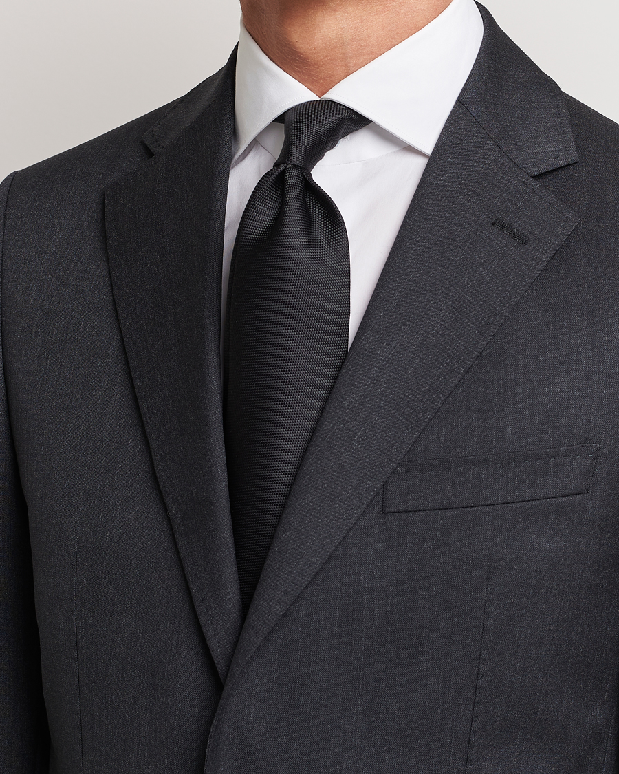 Hombres | Business & Beyond | Eton | Silk Basket Weave Tie Faded Black
