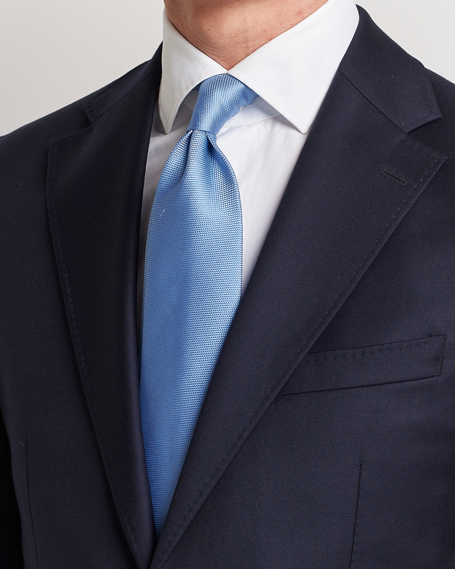 Hombres | Business & Beyond | Eton | Silk Basket Weave Tie Light Blue