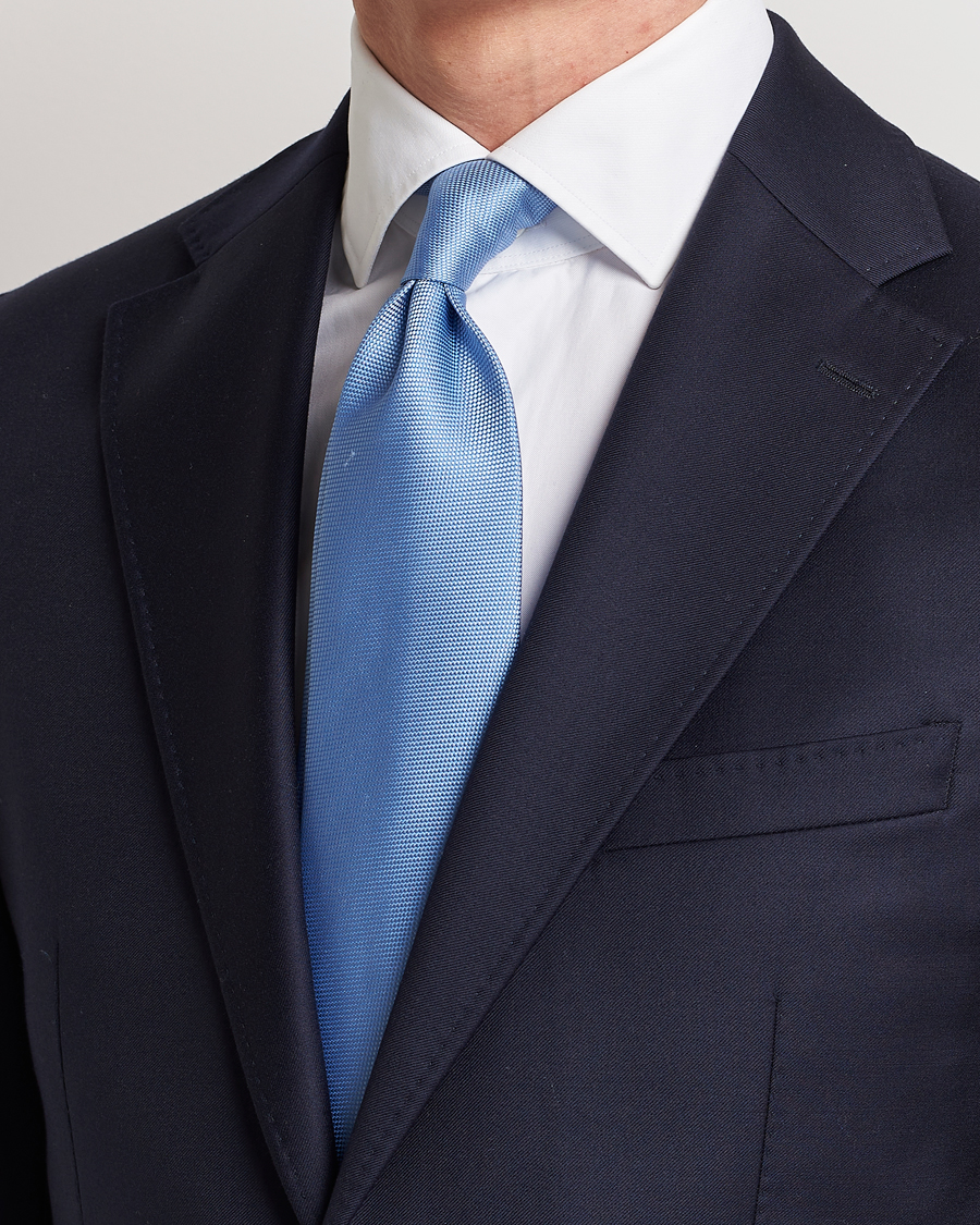 Hombres | Corbatas | Eton | Silk Basket Weave Tie Light Blue