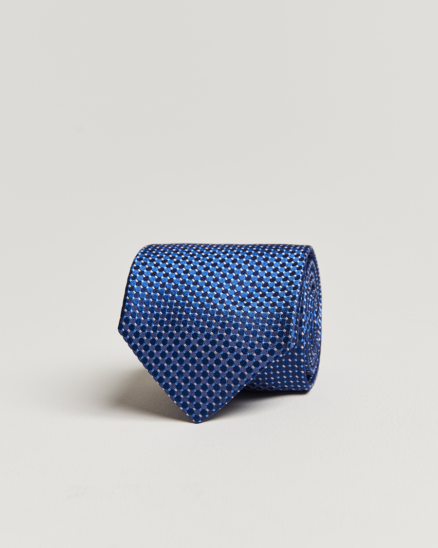 Hombres | Corbatas | Eton | Silk Geometric Weave Tie Navy