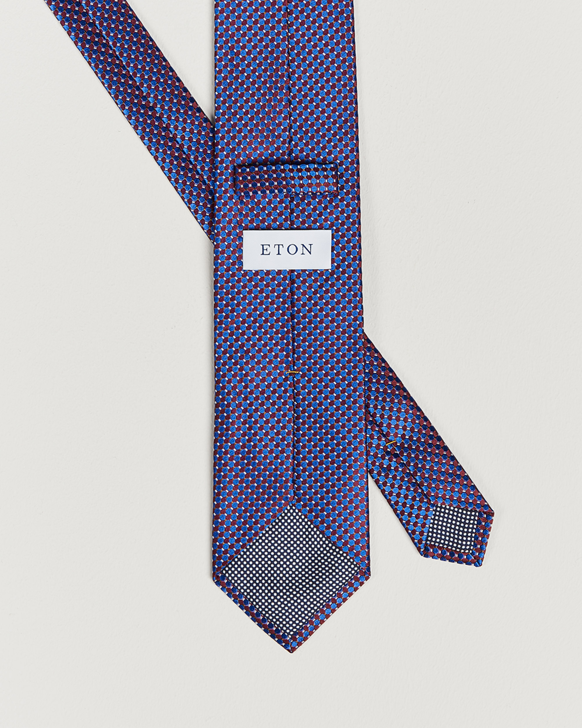 Hombres | Eton Silk Geometric Weave Tie Blue/Red | Eton | Silk Geometric Weave Tie Blue/Red