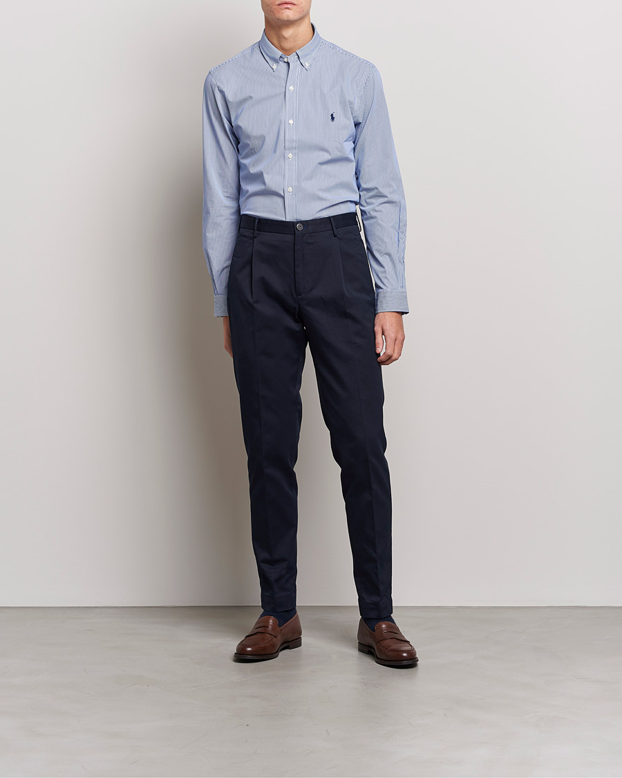 Hombres | Camisas | Polo Ralph Lauren | Slim Fit Thin Stripe Poplin Shirt Blue/White