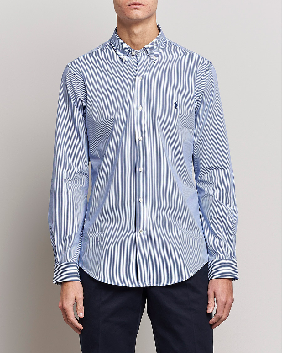 Hombres | Camisas casuales | Polo Ralph Lauren | Slim Fit Thin Stripe Poplin Shirt Blue/White