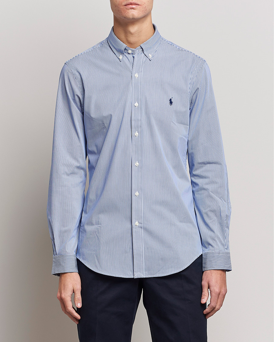Hombres | Camisas | Polo Ralph Lauren | Slim Fit Thin Stripe Poplin Shirt Blue/White