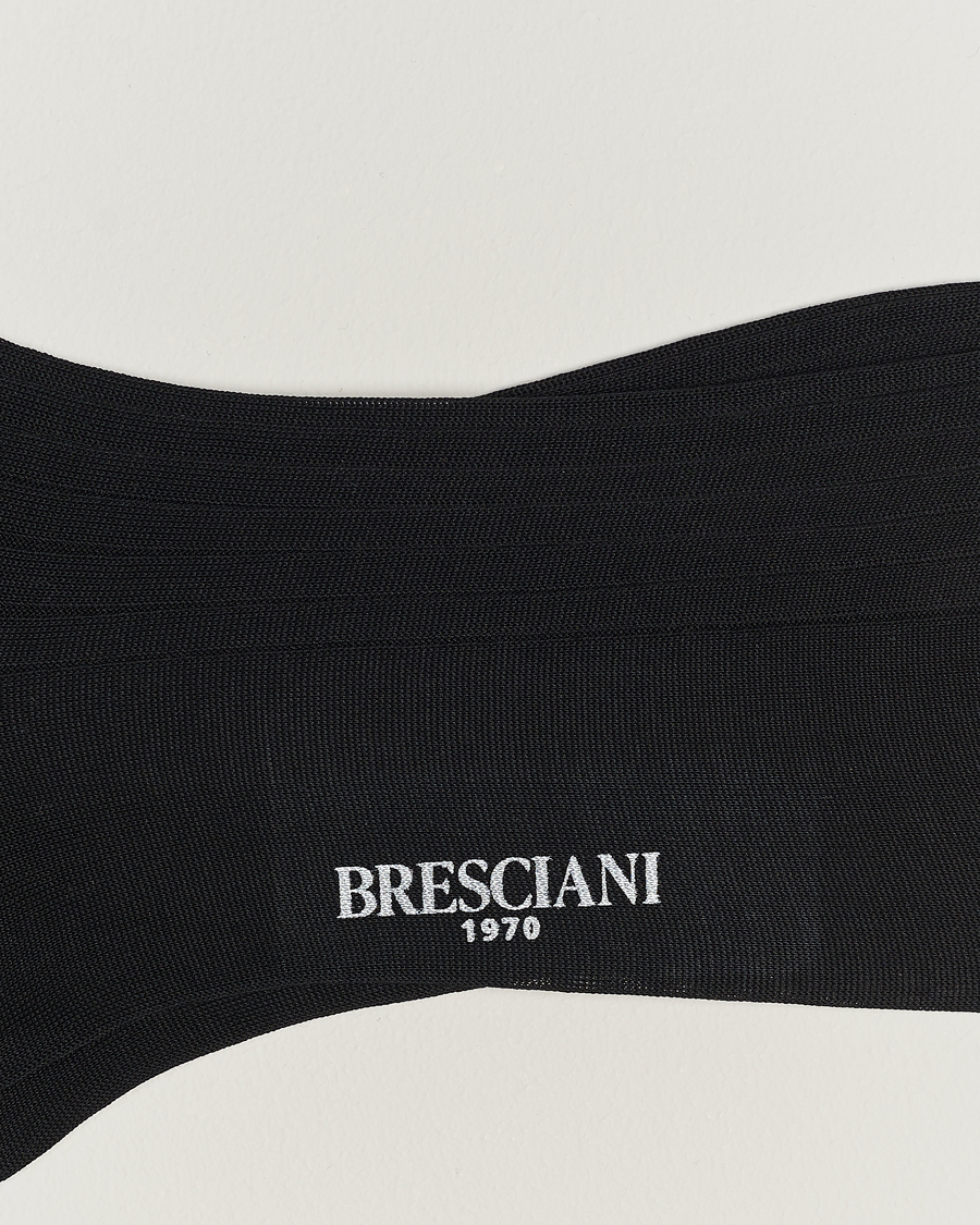 Hombres | Calcetines diarios | Bresciani | Cotton Ribbed Short Socks Black