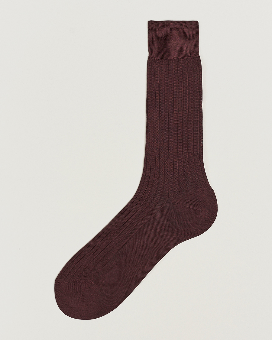 Hombres | Ropa interior y calcetines | Bresciani | Cotton Ribbed Short Socks Burgundy