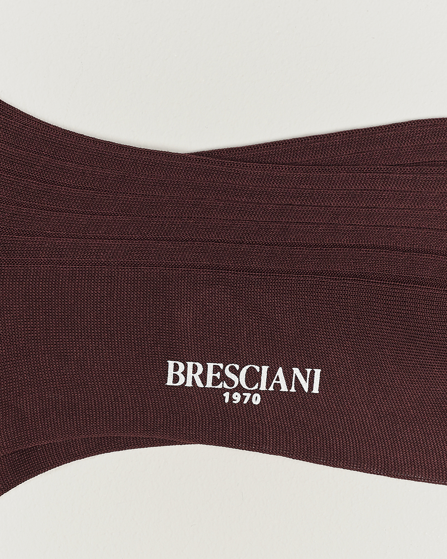 Hombres | Formal Wear | Bresciani | Cotton Ribbed Short Socks Burgundy