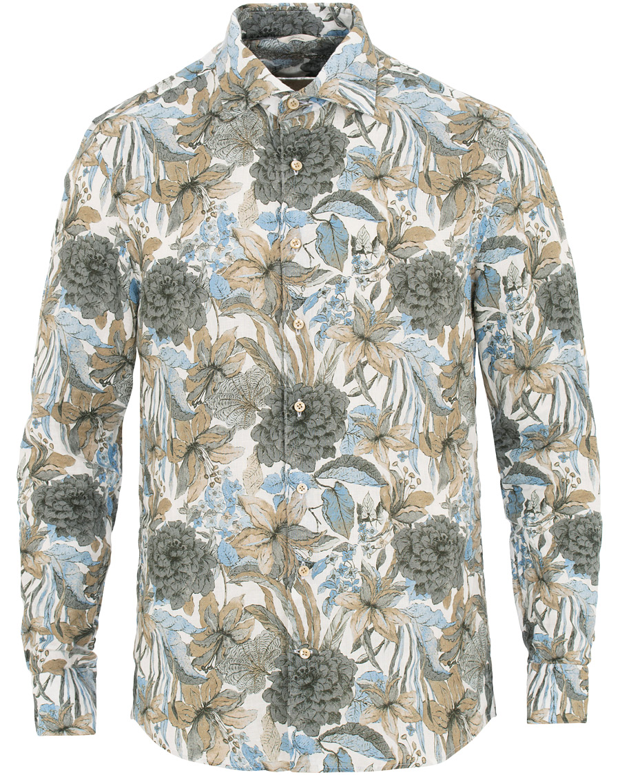 Hombres | Camisas | Stenströms | Slimline Printed Flower Shirt White