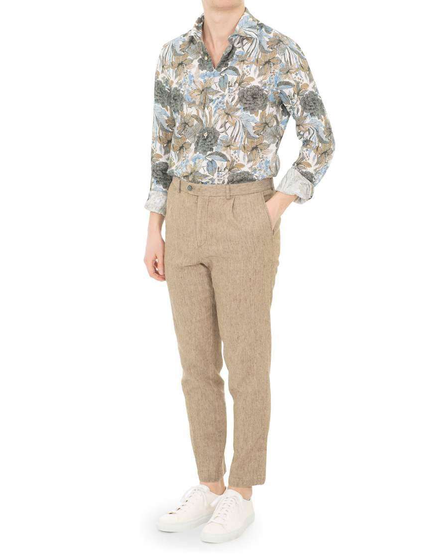 Hombres | Camisas | Stenströms | Slimline Printed Flower Shirt White