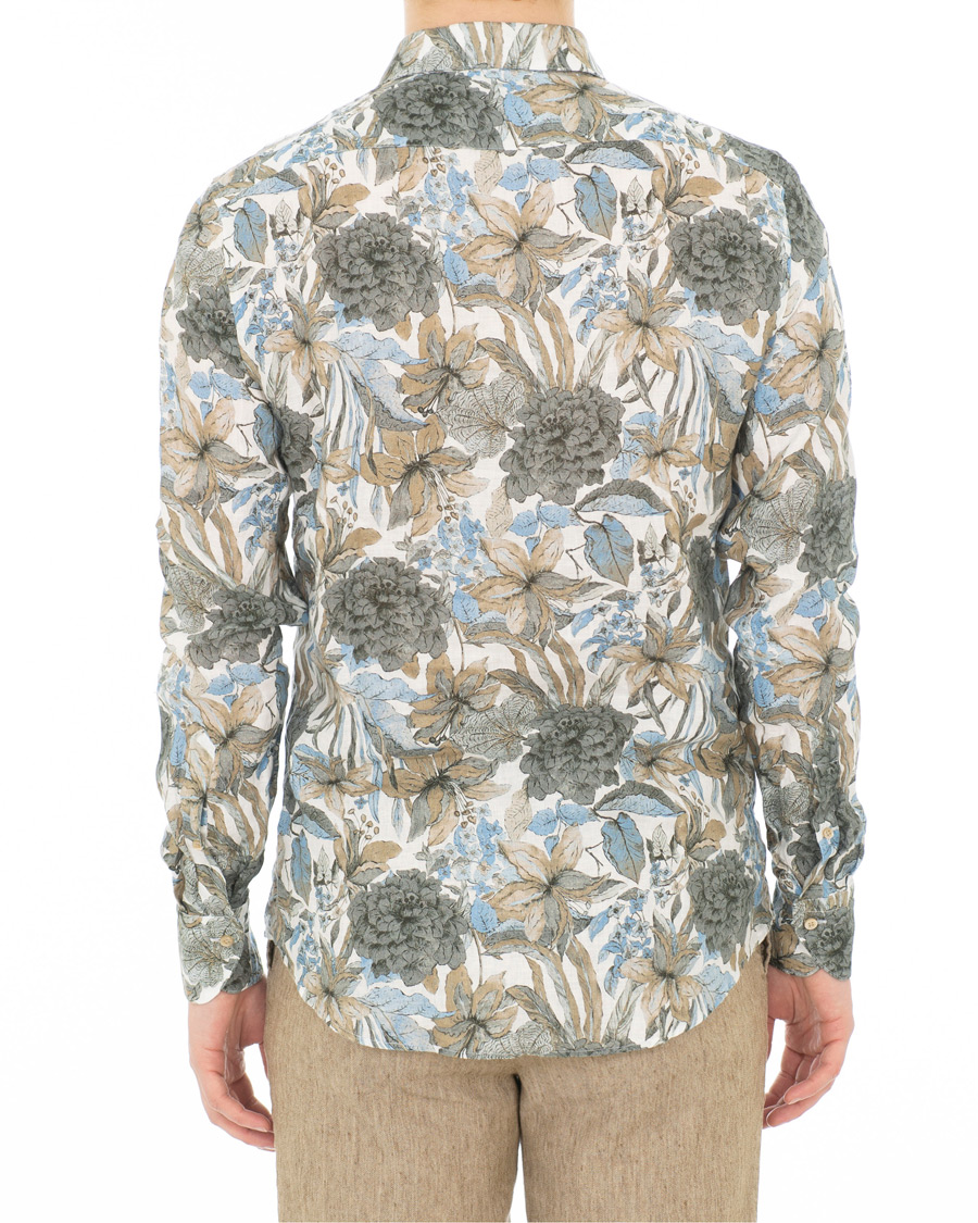 Hombres | Camisas | Stenströms | Slimline Printed Flower Shirt White