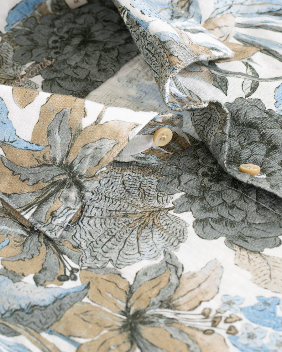 Hombres | Camisas | Stenströms | Slimline Printed Flower Shirt White