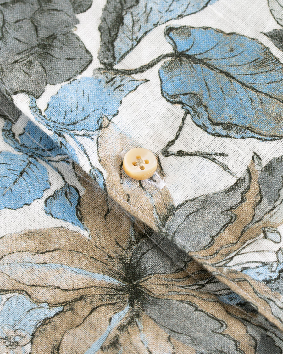 Hombres | Camisas | Stenströms | Slimline Printed Flower Shirt White